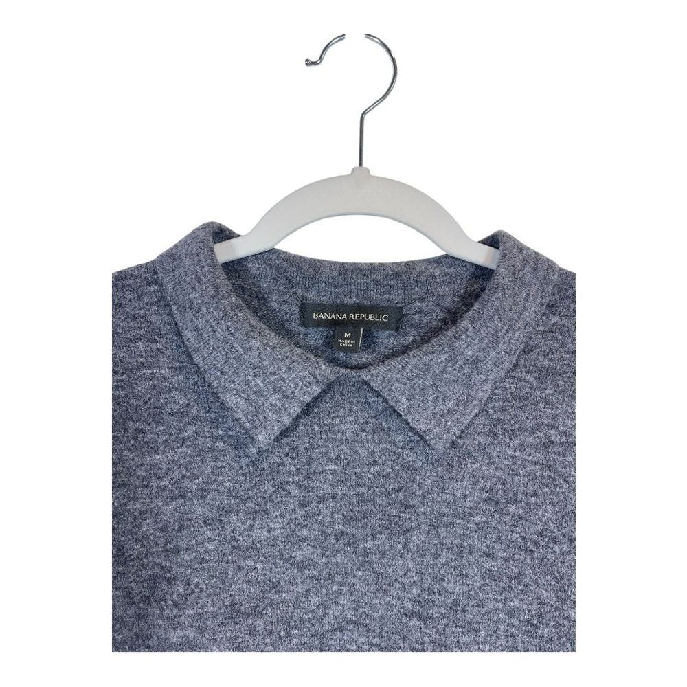 Banana Republic Wool Blend Sweater Collared Knit Top Gray Size Medium - Picture 3 of 8